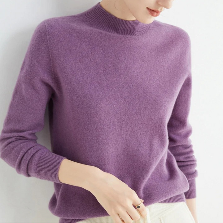 Pull femme en cachemire tricoté pour l’automne à manches longues et coupe élégante