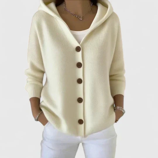 Cardigan femme en maille à capuche, zippé, pour l’automne