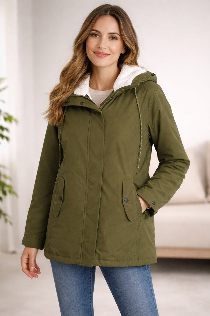 Parka imperméable pour femme à capuche, doublée en polaire, automne-hiver
