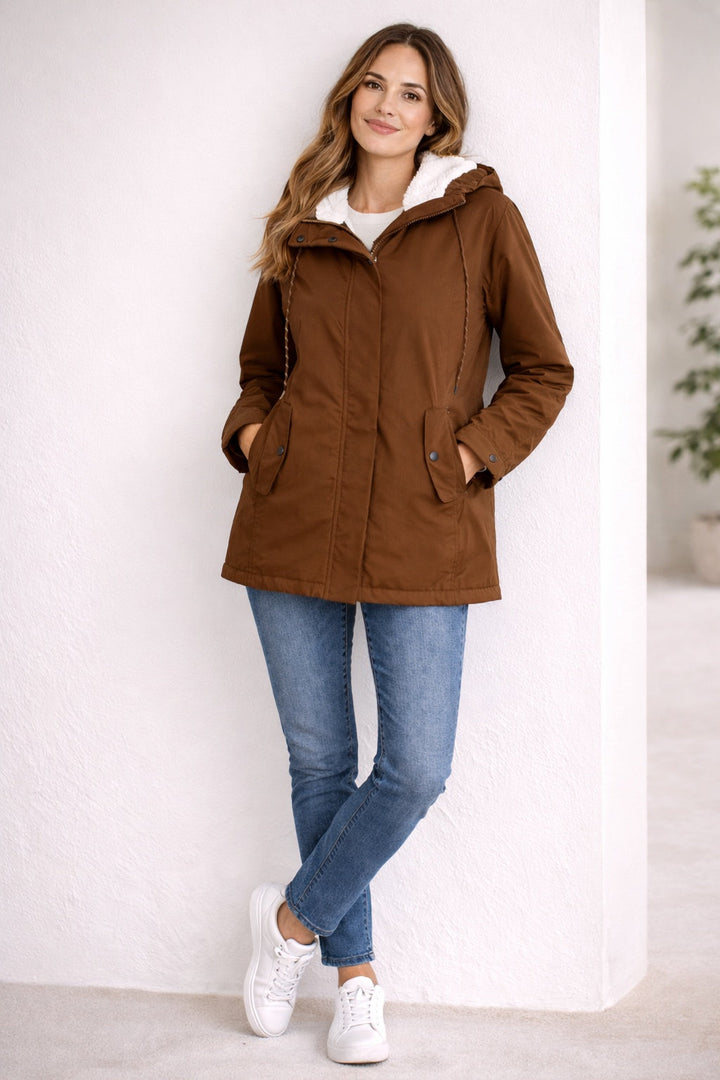 Parka imperméable pour femme à capuche, doublée en polaire, automne-hiver
