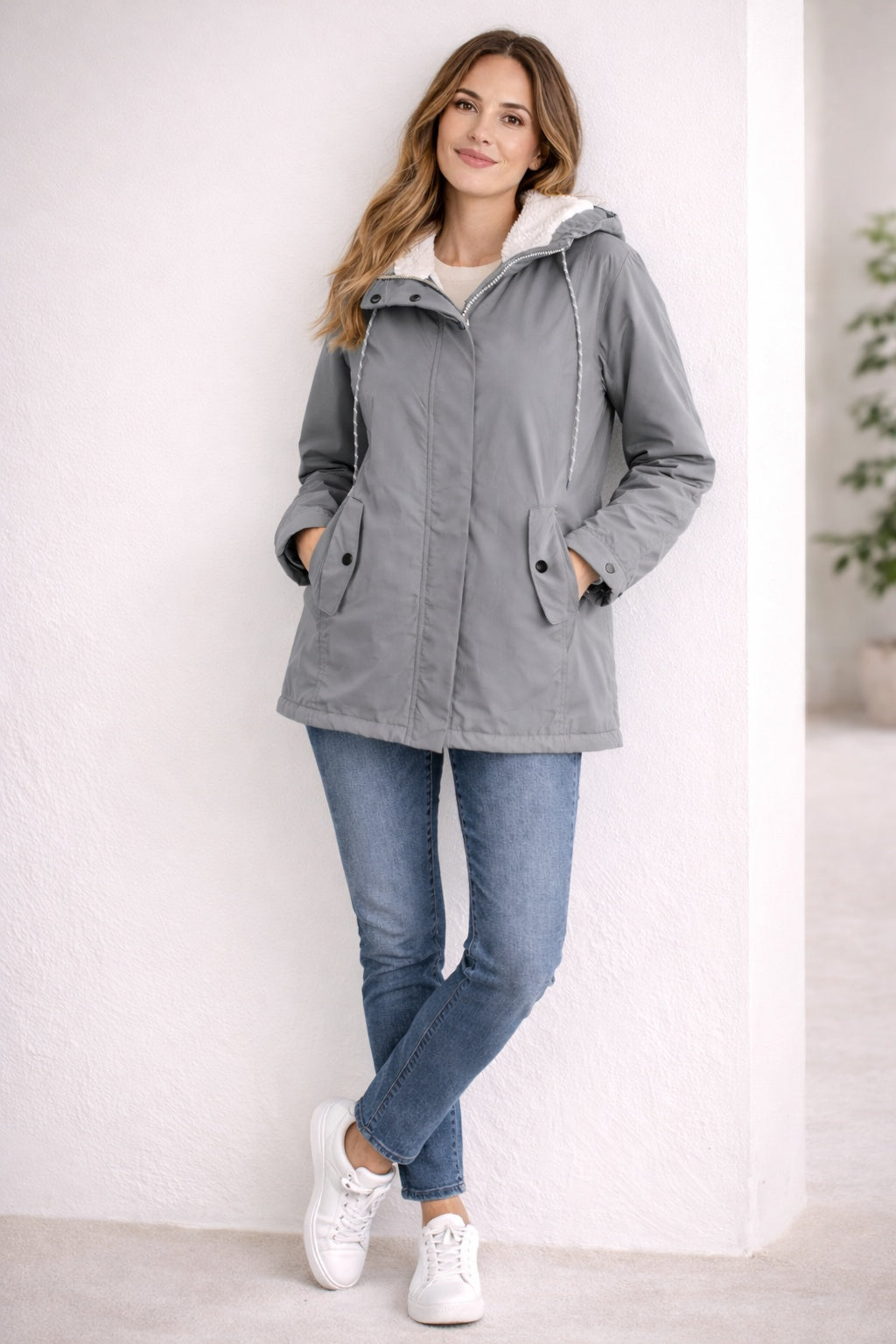 Parka imperméable pour femme à capuche, doublée en polaire, automne-hiver