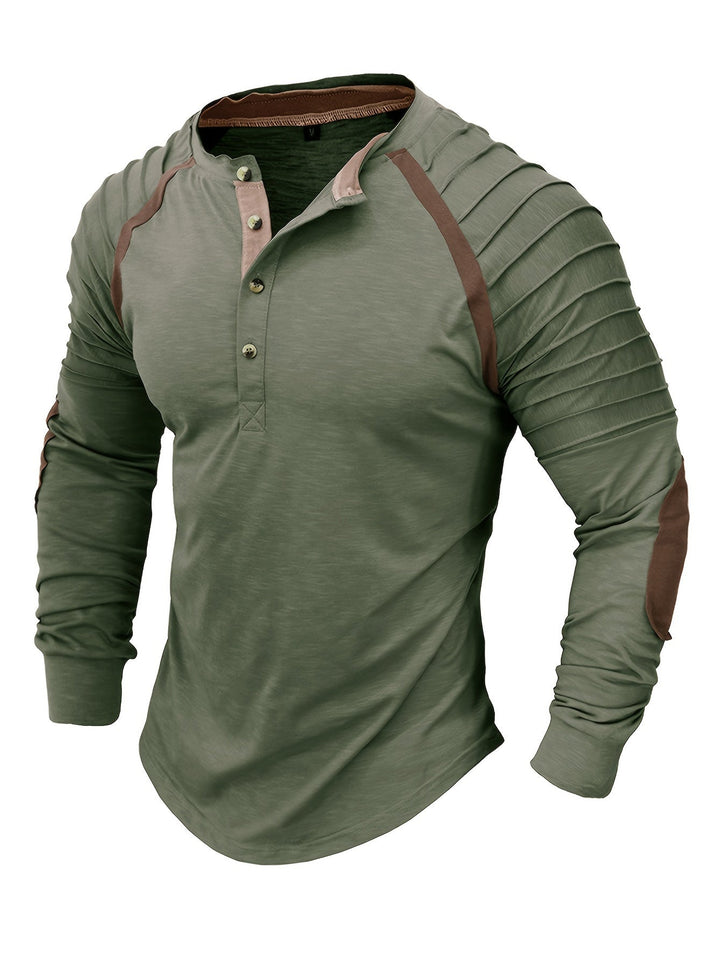 T-shirt Henley Vintage Élégant avec Manches Longues Confortables