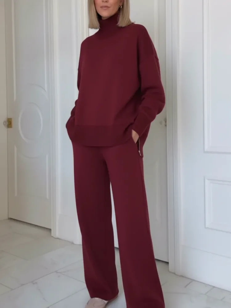 Women's cotton tracksuit set, straight-leg pants, autumn collection