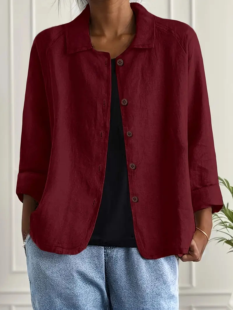 Lightweight women's cotton shirt cardigan, button-up autumn vest