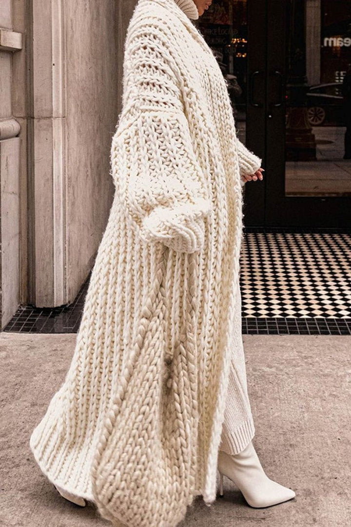Women's long maxi-knit wool cardigan for autumn