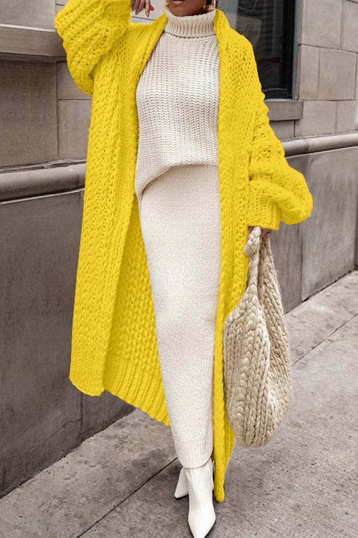 Women's long maxi-knit wool cardigan for autumn