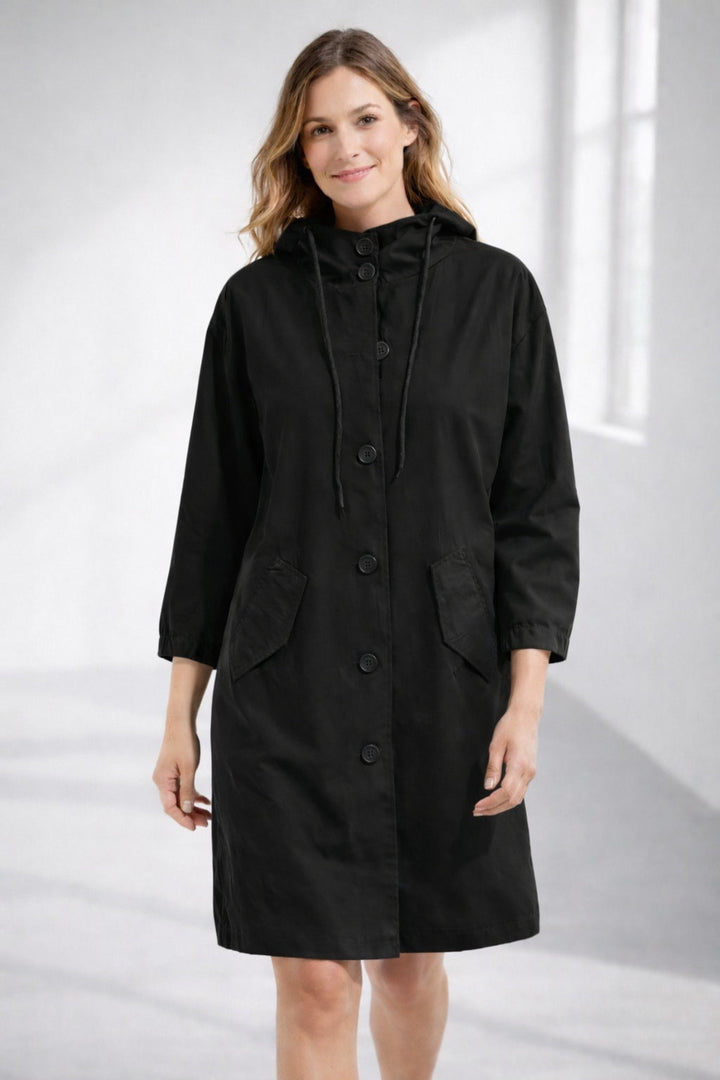 Veste longue pour femme à capuche en coton, légère, pour l’automne et la mi-saison