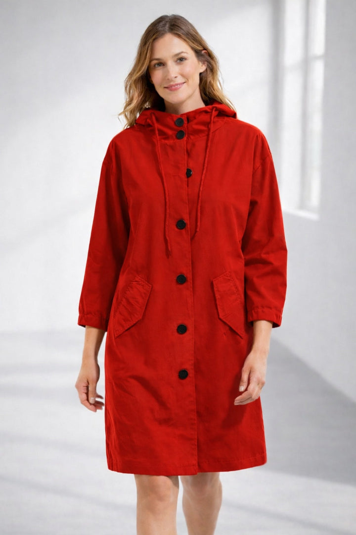 Veste longue pour femme à capuche en coton, légère, pour l’automne et la mi-saison