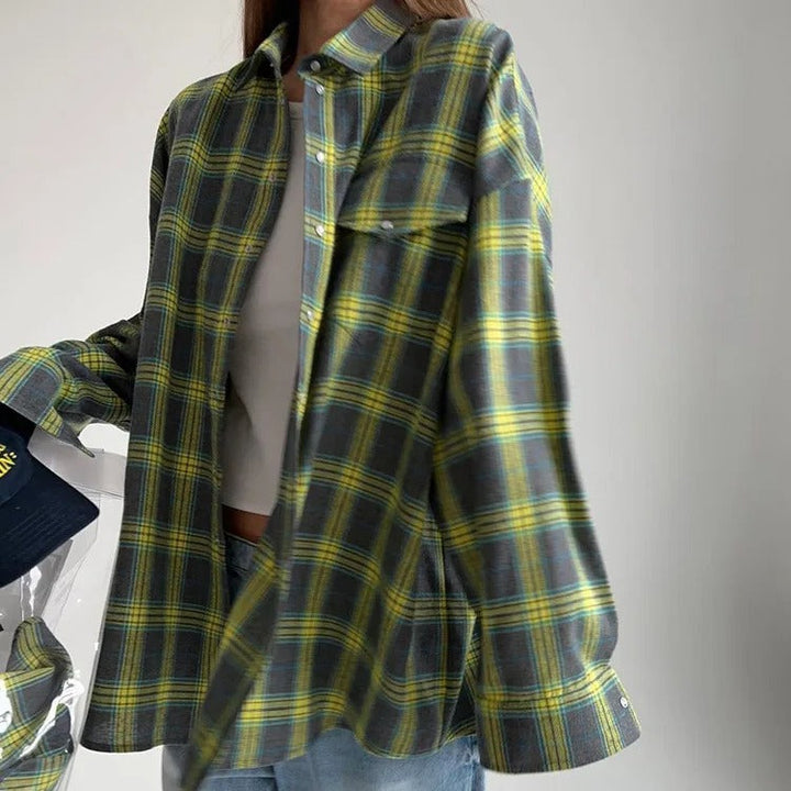 Kaia | Chemise Vintage Oversize pour Femmes avec Manches Longues et Col élégant