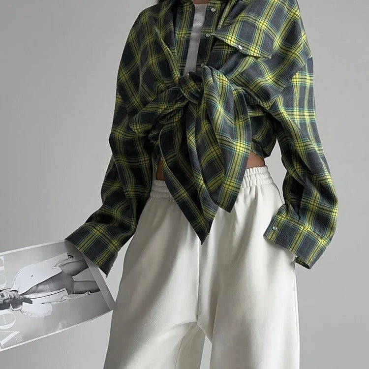 Kaia | Chemise Vintage Oversize pour Femmes avec Manches Longues et Col élégant