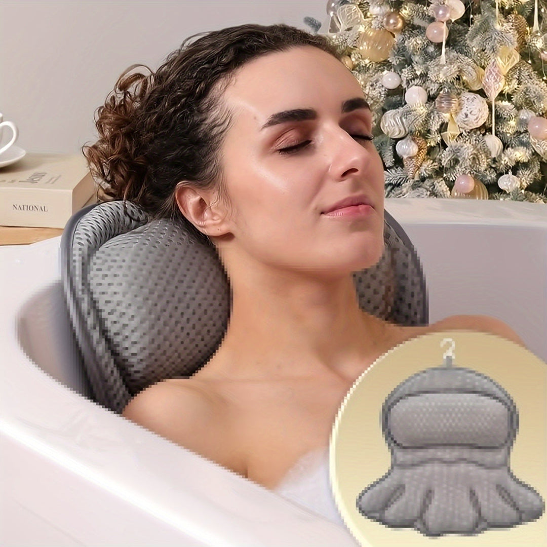 Coussin de bain LuxieSpa 4D Luxe - Coussin respirant avec support pour le cou et le dos pour un bain relaxant