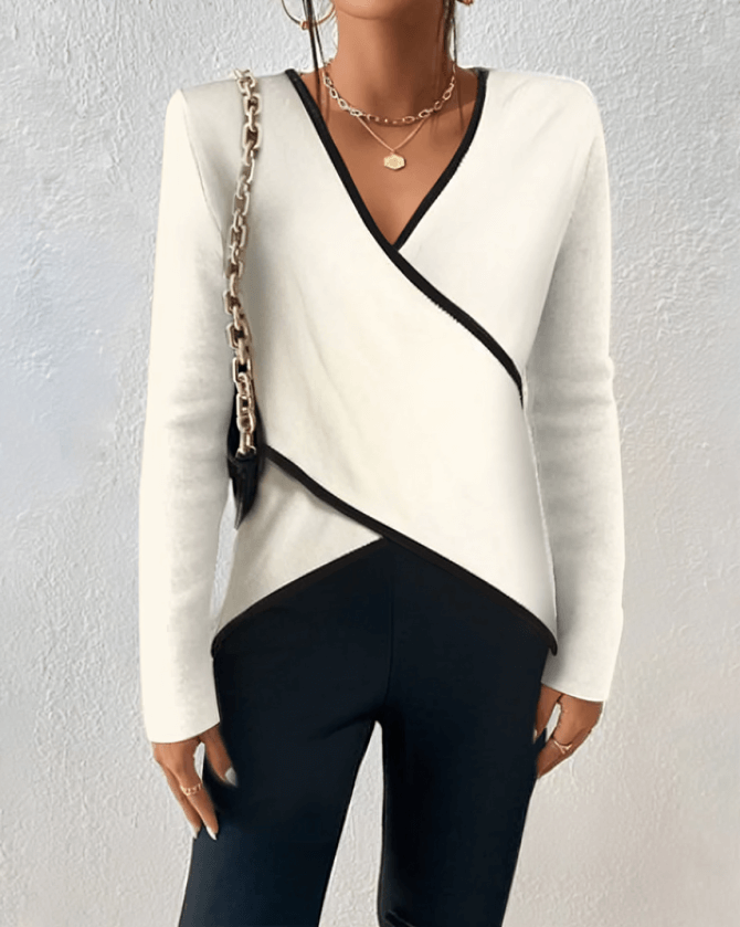 Pull en laine mérinos pour femme col V en maille élégante et chaude pour l’automne