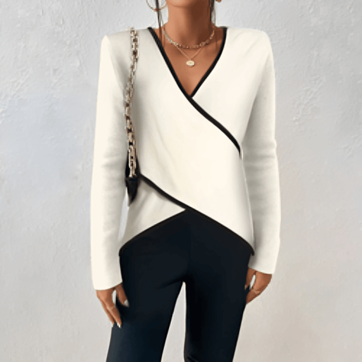 Pull en laine mérinos pour femme col V en maille élégante et chaude pour l’automne