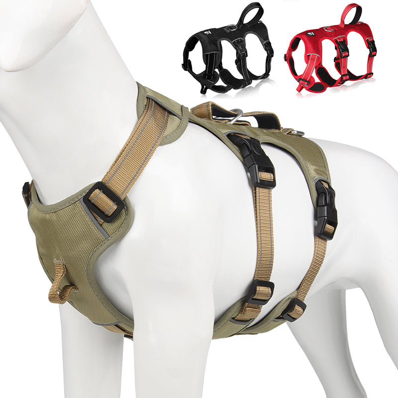 Adjustable reflective nylon no-pull dog harness for autumn