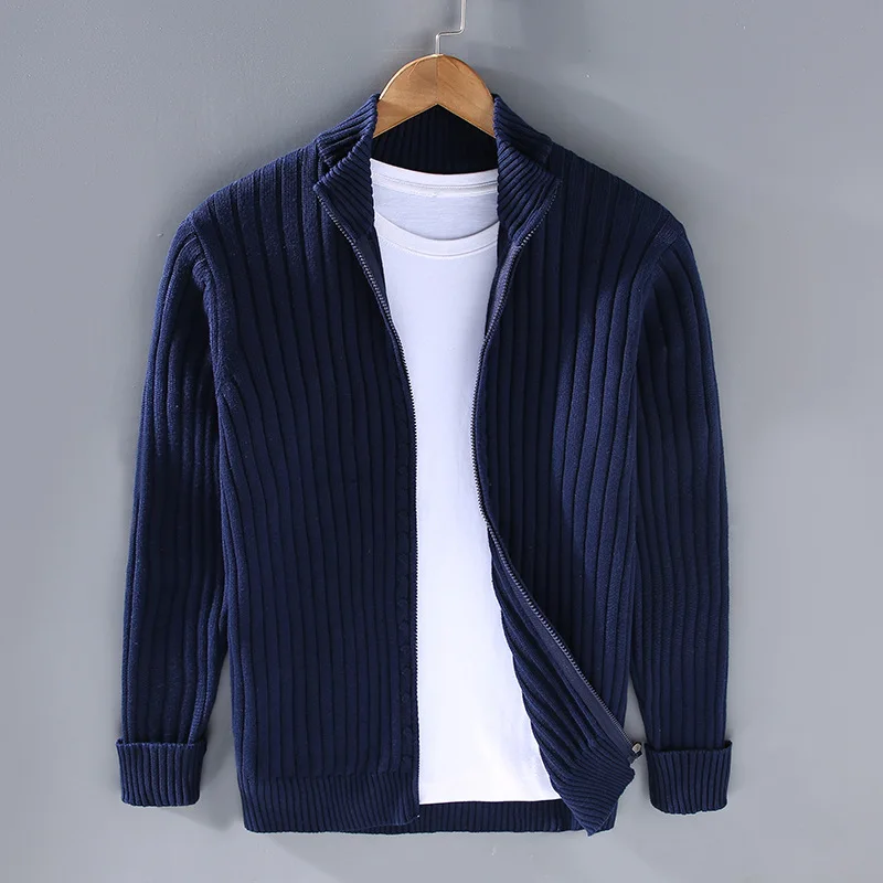Pierre™ - Shetland wool cardigan for men with zipper