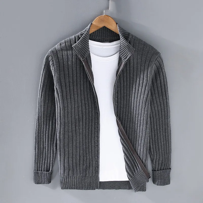 Pierre™ - Shetland wool cardigan for men with zipper