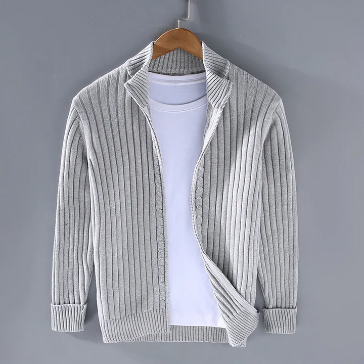 Pierre™ - Shetland wool cardigan for men with zipper