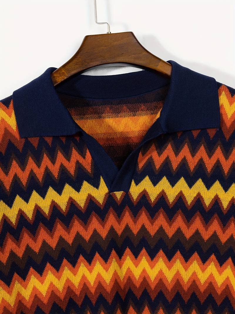 Pull rétro stylé avec motif zigzag tendance