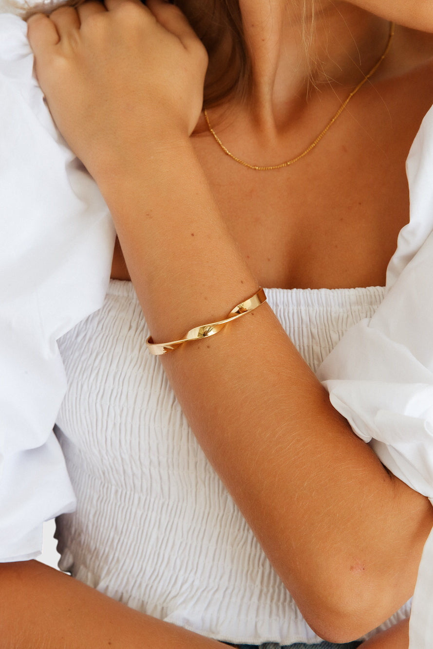 Bracelet femme rigide plaqué or à enfiler, collection automne