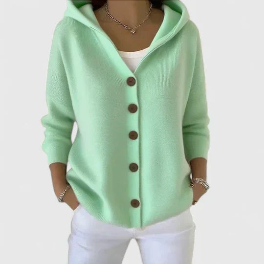 Cardigan femme en maille à capuche, zippé, pour l’automne