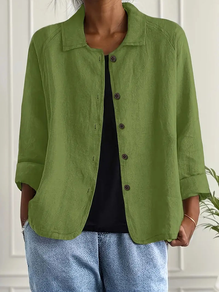 Lightweight women's cotton shirt cardigan, button-up autumn vest