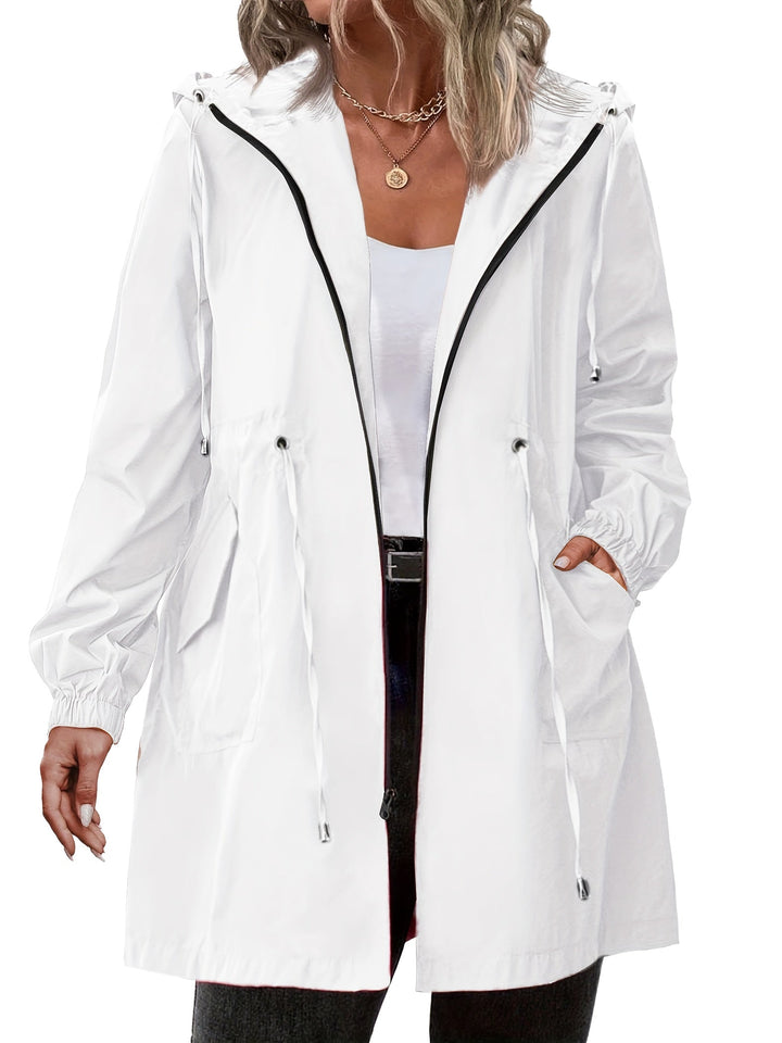 Veste de pluie pour femme de taille plus avec capuche en polyester, légère et décontractée pour l'automne