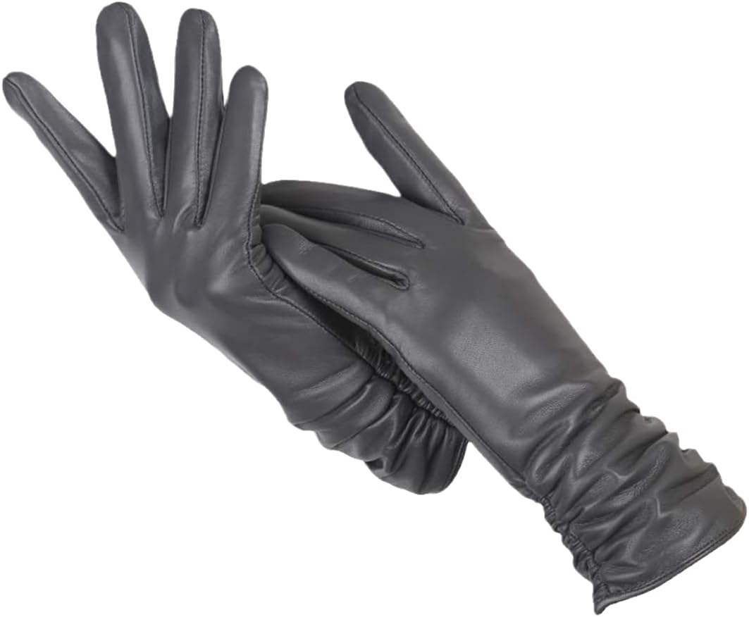 Women’s leather winter gloves with warm fleece lining for late summer and autumn