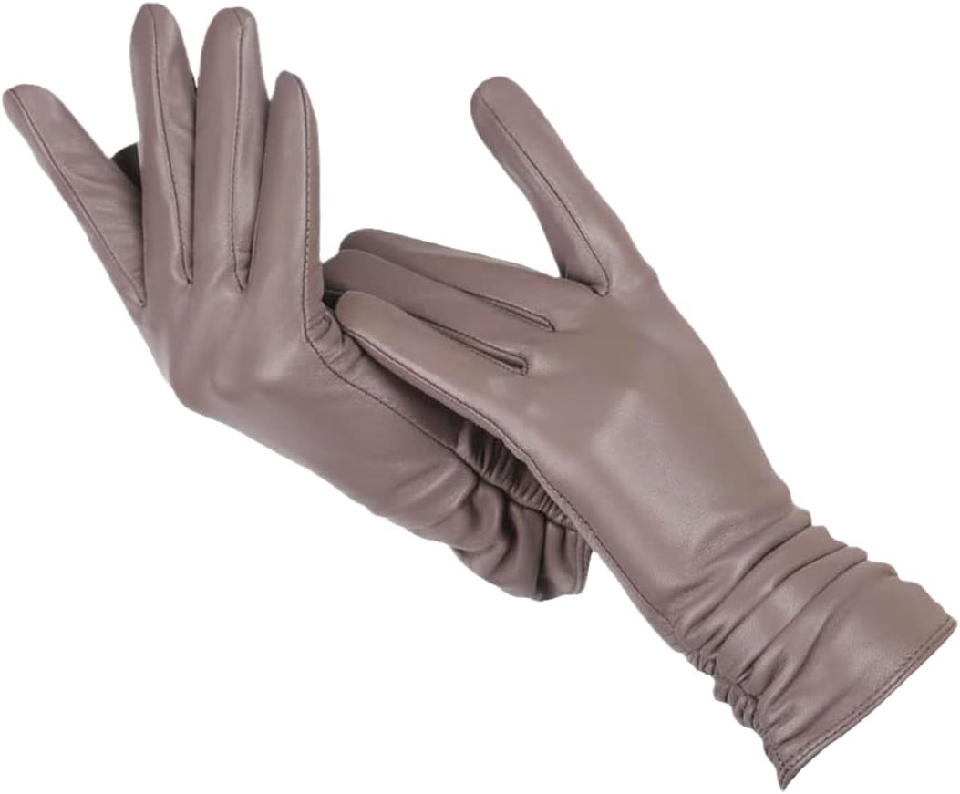 Women’s leather winter gloves with warm fleece lining for late summer and autumn