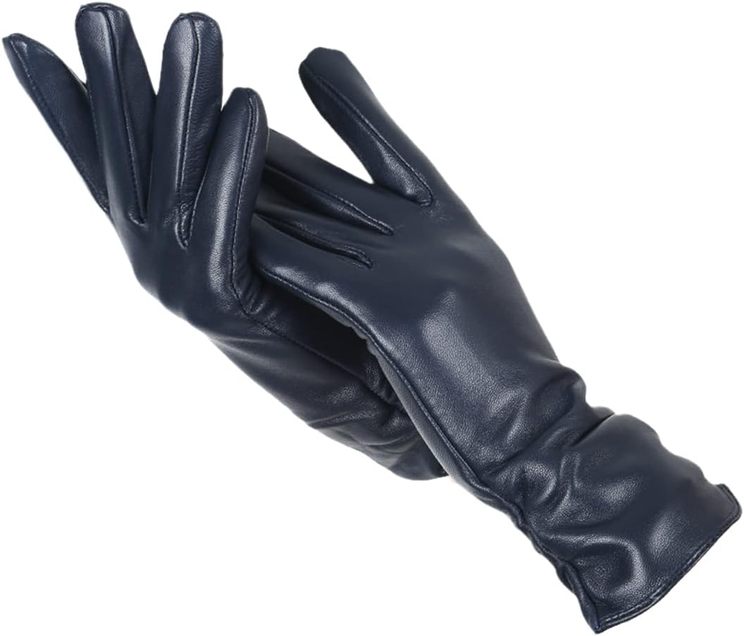Women’s leather winter gloves with warm fleece lining for late summer and autumn