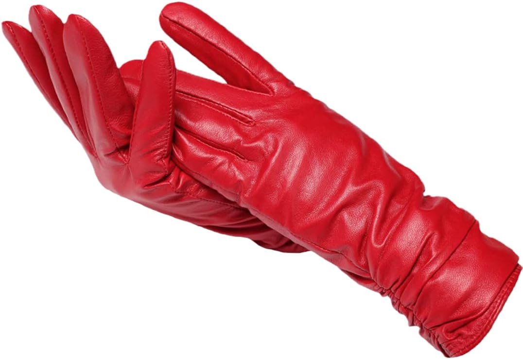Women’s leather winter gloves with warm fleece lining for late summer and autumn