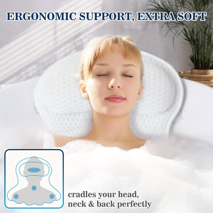 Coussin de bain LuxieSpa 4D Luxe - Coussin respirant avec support pour le cou et le dos pour un bain relaxant