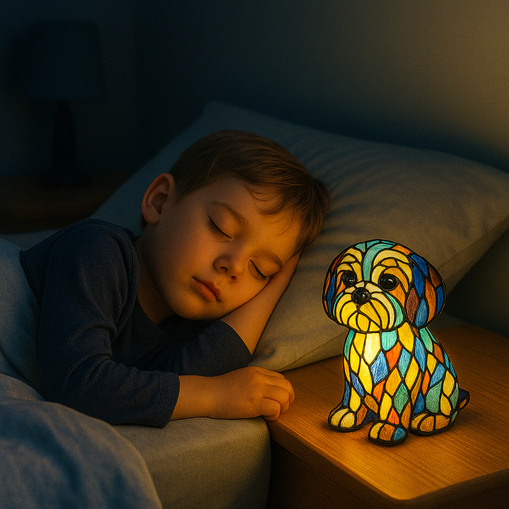 Decorative wooden LED bedside lamp, autumn motif