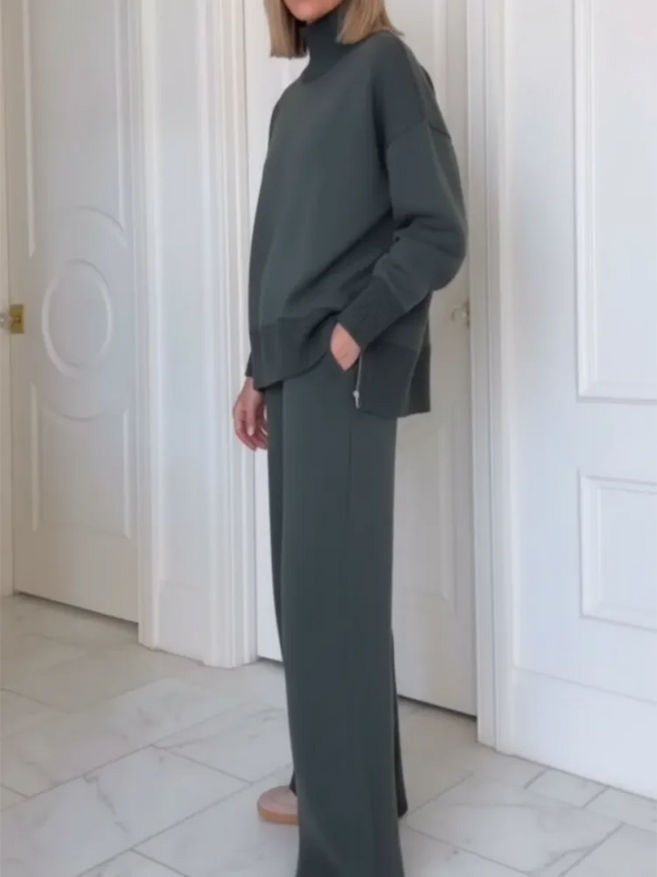 Women's cotton tracksuit set, straight-leg pants, autumn collection