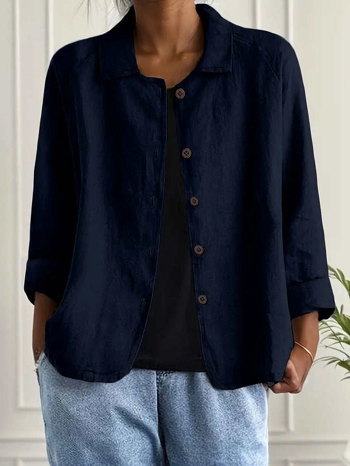 Lightweight women's cotton shirt cardigan, button-up autumn vest