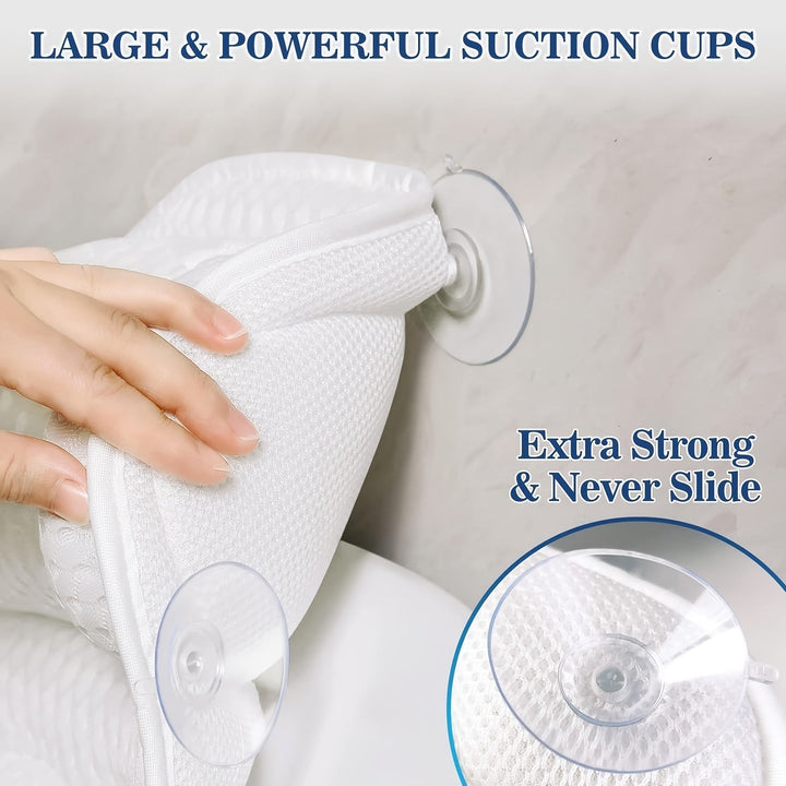 Coussin de bain LuxieSpa 4D Luxe - Coussin respirant avec support pour le cou et le dos pour un bain relaxant