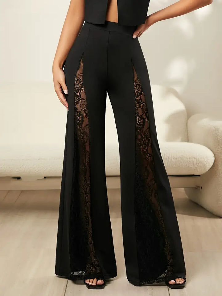 Gloria - Elegant flared pants with refined lace
