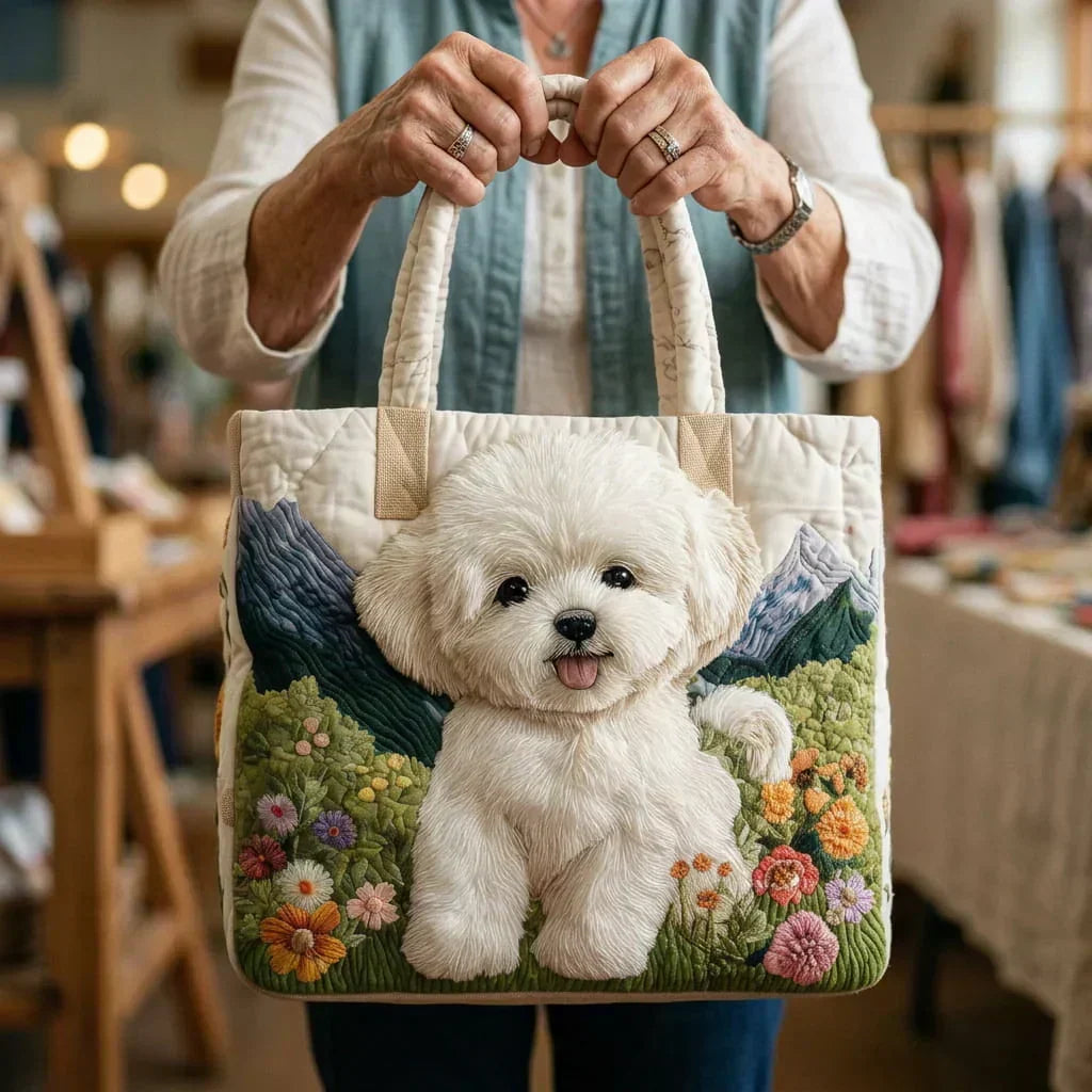 Quilted fabric tote bag for women for autumn
