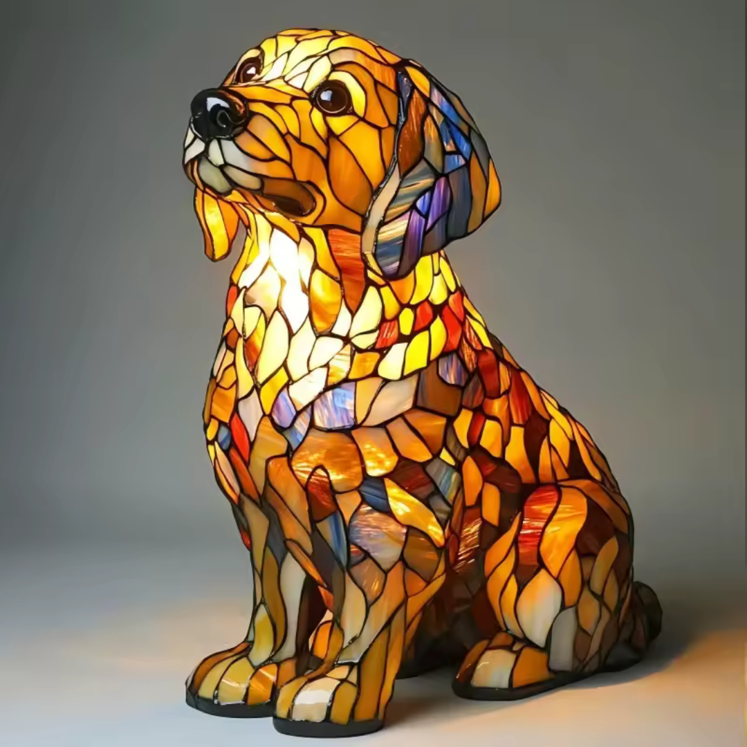 Decorative wooden LED bedside lamp, autumn motif