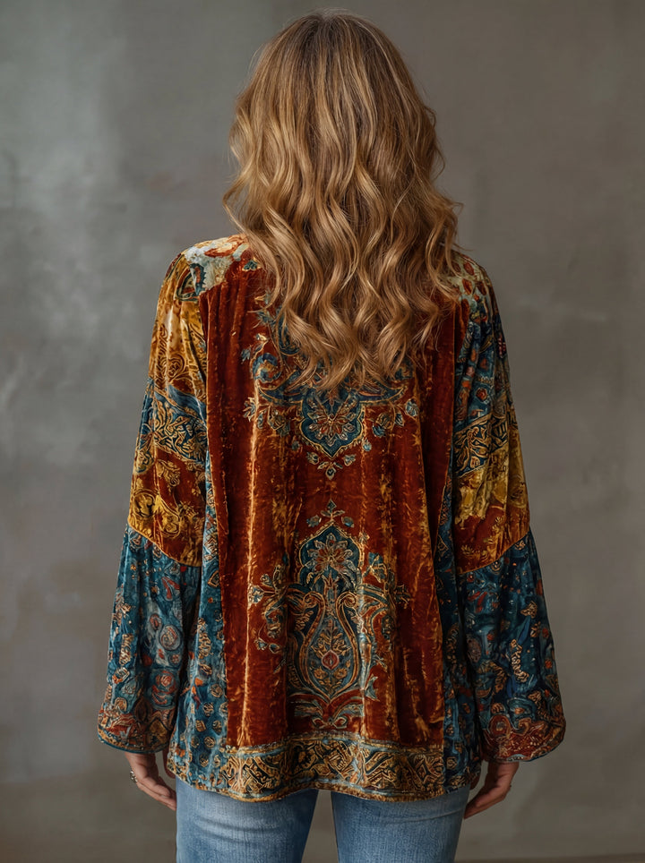 Bohemian velvet vest for women this fall, an elegant blazer for cold days