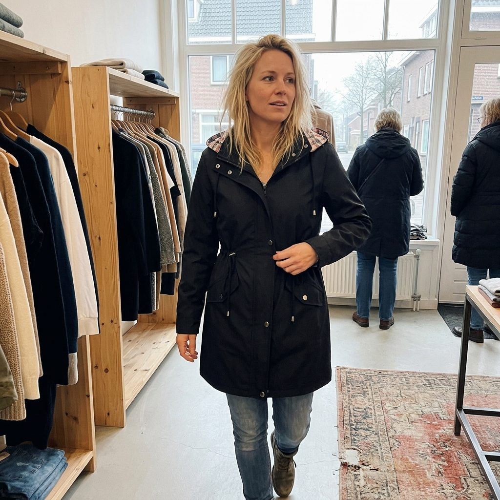 Long women's waterproof coat with removable hood and lining, windproof rain jacket for autumn