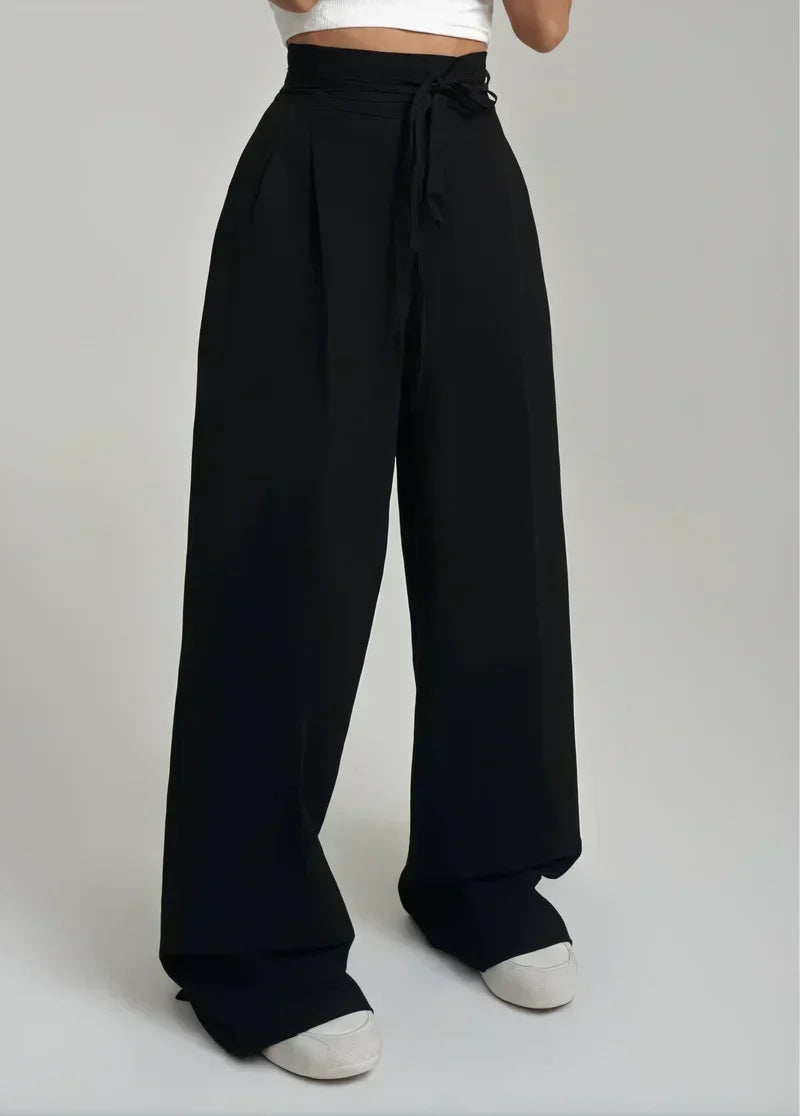 Women's wide-leg viscose trousers for autumn