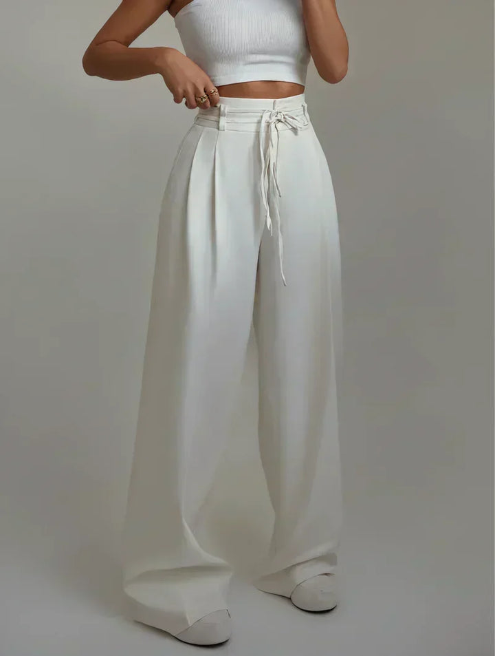 Women's wide-leg viscose trousers for autumn