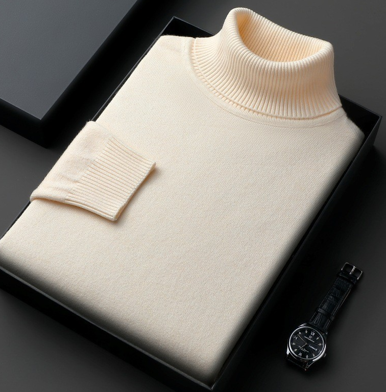 Pull en maille ajusté à col roulé pour homme, idéal pour l’automne