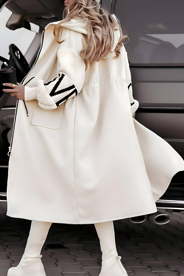 Parka longue pour femme à capuche, manteau d’automne en maille