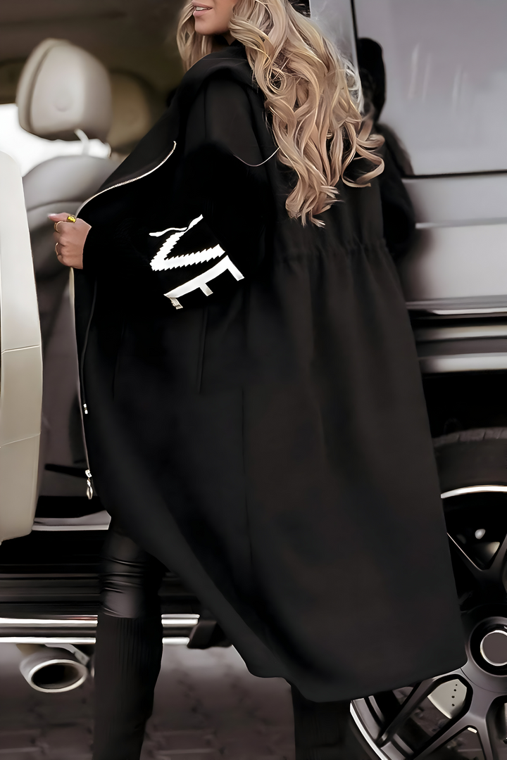 Parka longue pour femme à capuche, manteau d’automne en maille