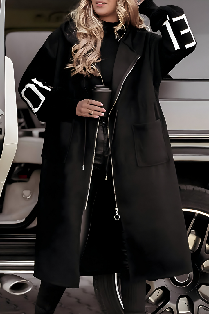 Parka longue pour femme à capuche, manteau d’automne en maille