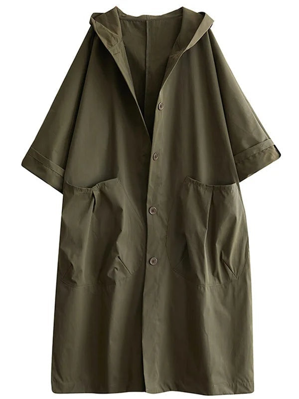 Parka trench femme longue en coton avec capuche pour l’automne