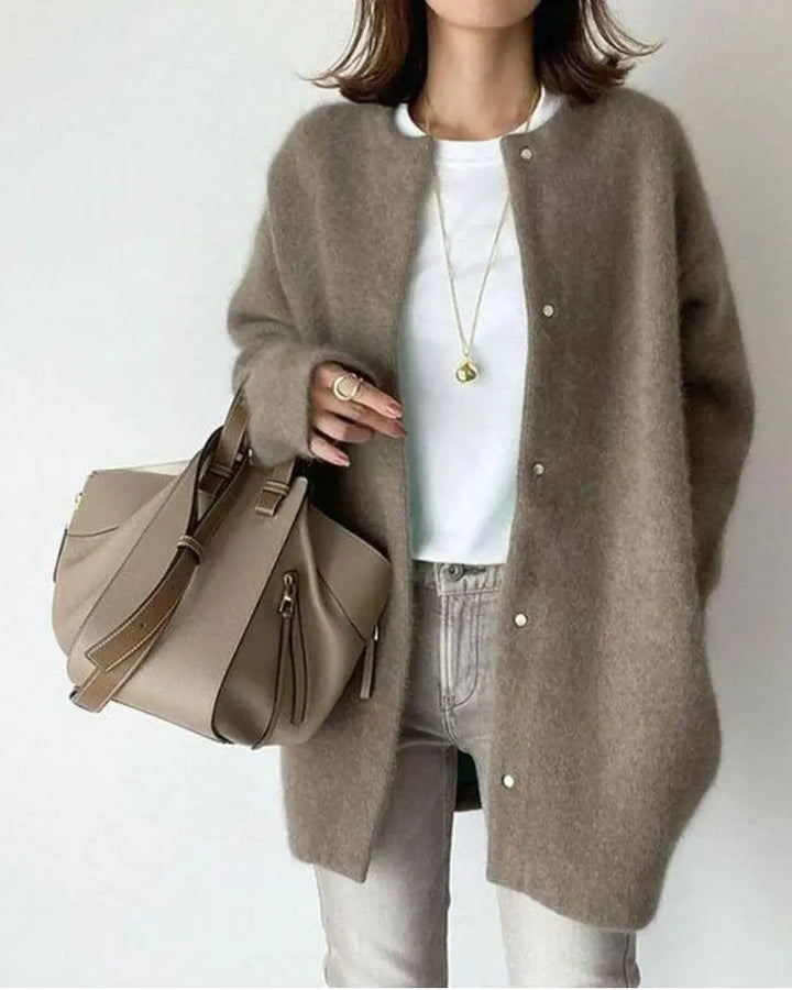 Cardigan femme en laine et mohair pour automne hiver maille chaude élégante