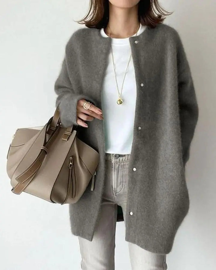 Cardigan femme en laine et mohair pour automne hiver maille chaude élégante