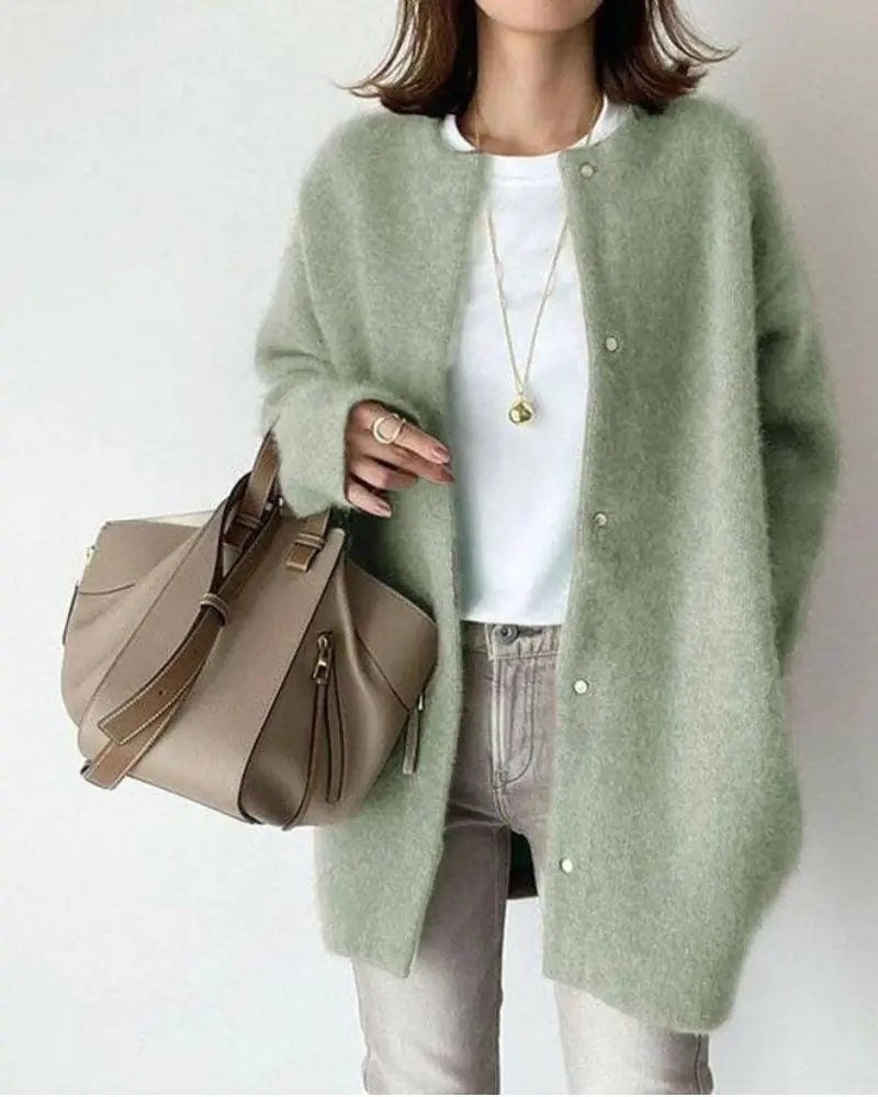 Cardigan femme en laine et mohair pour automne hiver maille chaude élégante